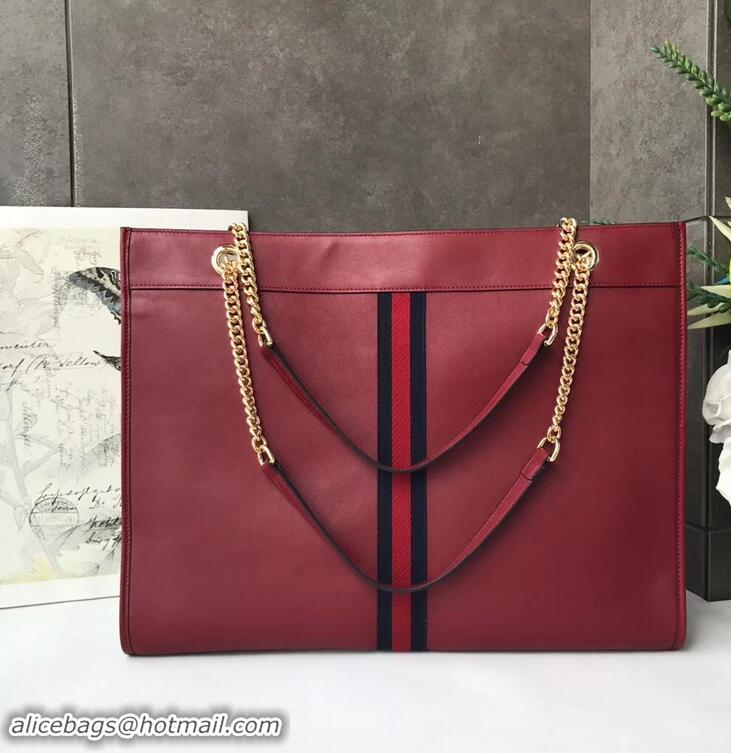 Pretty Style Gucci Vintage Web Rajah Large Tote Bag 537219 Leather Red 2019