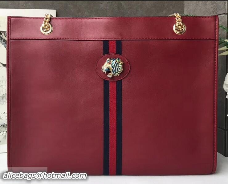 Pretty Style Gucci Vintage Web Rajah Large Tote Bag 537219 Leather Red 2019