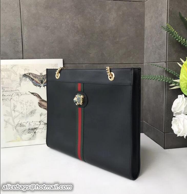 Most Popular Gucci Vintage Web Rajah Large Tote Bag 537219 Leather Black 2019