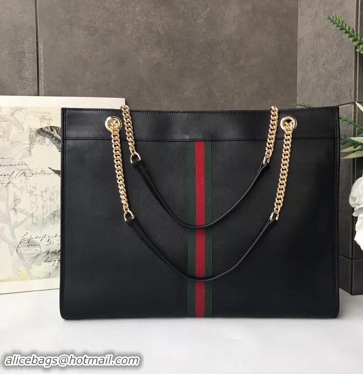 Most Popular Gucci Vintage Web Rajah Large Tote Bag 537219 Leather Black 2019