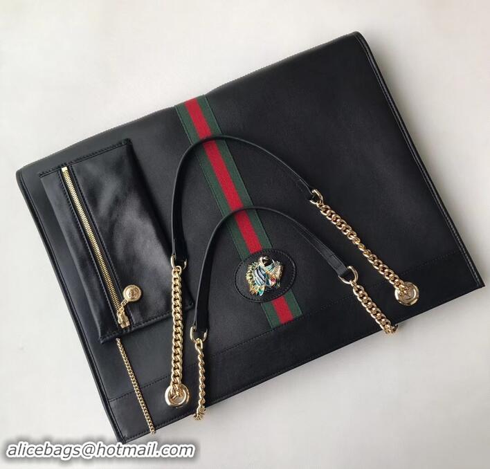 Most Popular Gucci Vintage Web Rajah Large Tote Bag 537219 Leather Black 2019