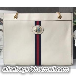 Top Grade Gucci Vintage Web Rajah Large Tote Bag 537219 Leather White 2019