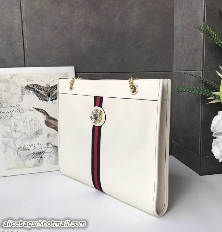 Top Grade Gucci Vintage Web Rajah Large Tote Bag 537219 Leather White 2019