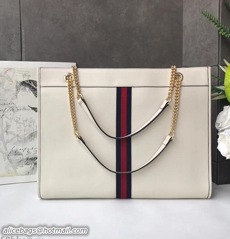 Top Grade Gucci Vintage Web Rajah Large Tote Bag 537219 Leather White 2019