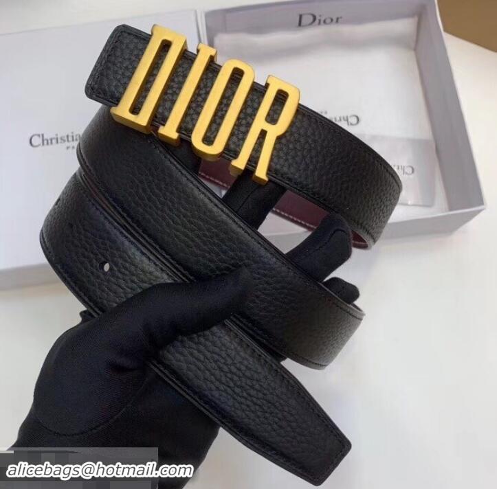 Luxury Dior Black Leather Belt 38MM Width Gold DIOR Buckle 931034