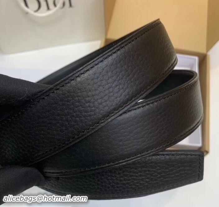 Luxury Dior Black Leather Belt 38MM Width Lead Grey DIOR Buckle 931035