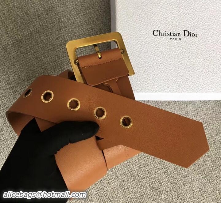 Sumptuous Dior Width 5cm Diorquake Belt Brown In Calfskin With D Buckle 931037