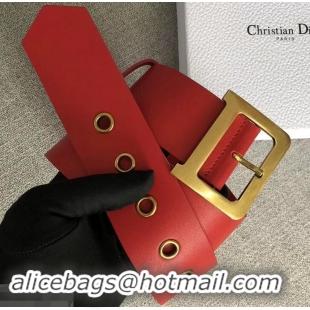 Classic Dior Width 5cm Diorquake Belt Red In Calfskin With D Buckle 931038