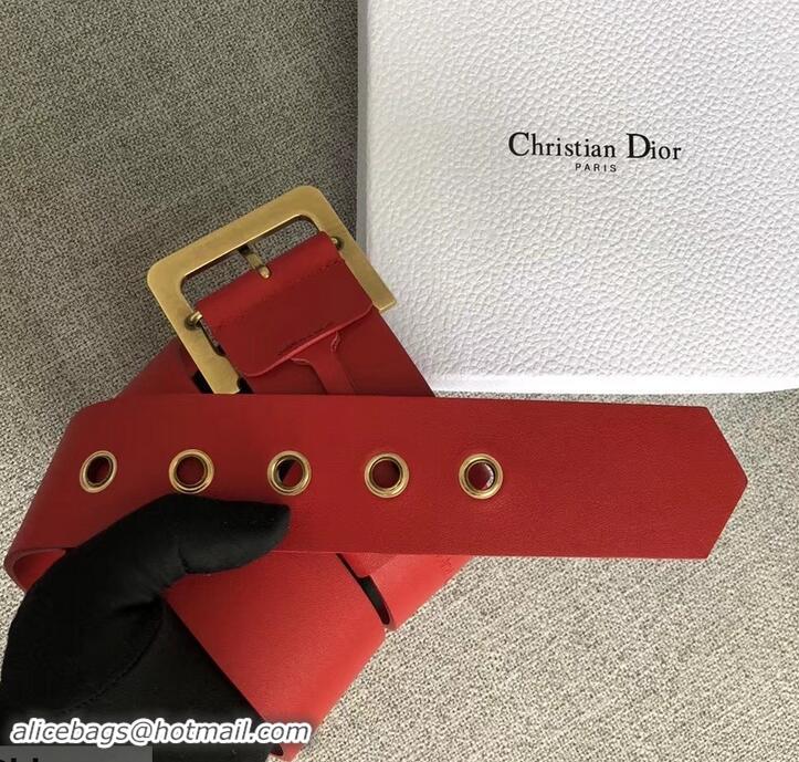 Classic Dior Width 5cm Diorquake Belt Red In Calfskin With D Buckle 931038