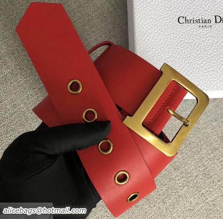 Classic Dior Width 5cm Diorquake Belt Red In Calfskin With D Buckle 931038