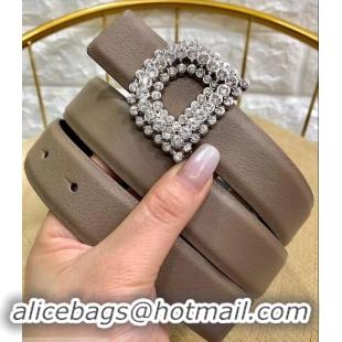 Grade Quality Dior Width 3cm Crystal D Buckle Belt 931038 Camel