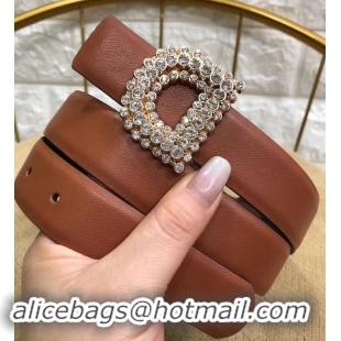 Hot Style Dior Width 3cm Crystal D Buckle Belt 931038 Brown