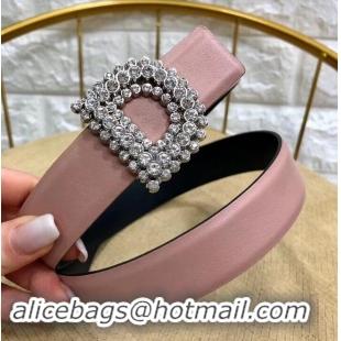 Classic Specials Dior Width 3cm Crystal D Buckle Belt 931038 Nude Pink