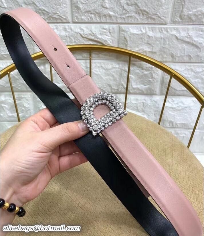 Classic Specials Dior Width 3cm Crystal D Buckle Belt 931038 Nude Pink