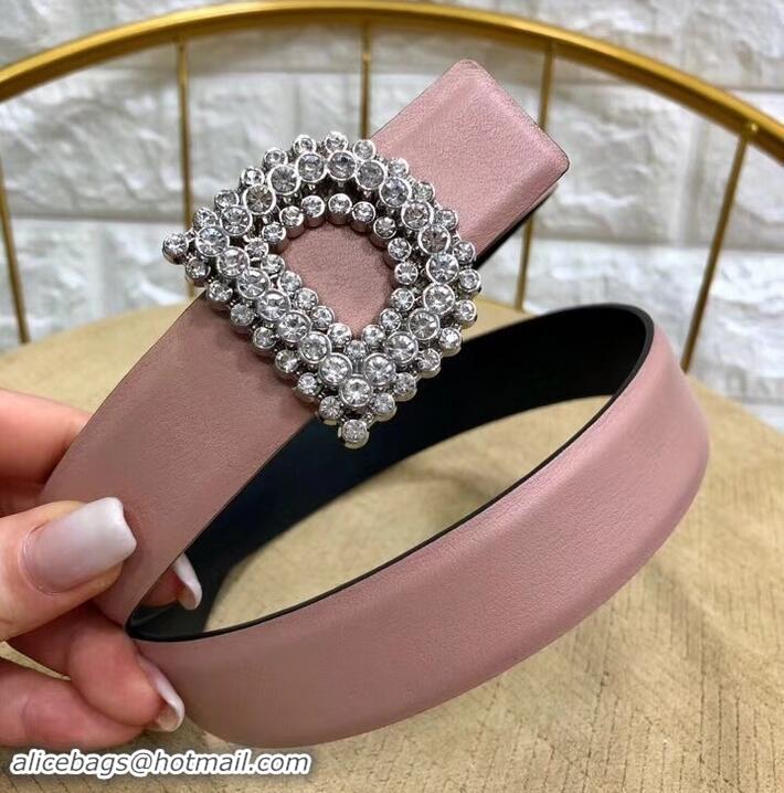 Classic Specials Dior Width 3cm Crystal D Buckle Belt 931038 Nude Pink