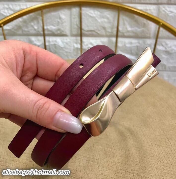 Best Price Dior Width 1.5cm Bow Buckle Belt 931039 Burgundy