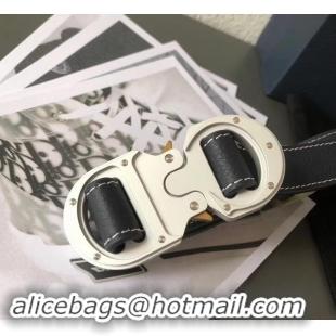 Top Quality Dior Width 2.5cm Belt with Round CD Buckle in Grained Calfskin 931041 Navy Blue