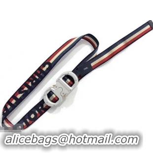 Luxury Hot Dior Width 2.5cm Belt with Round CD Buckle in Canvas 931042 Striped Blue/Red/Beige