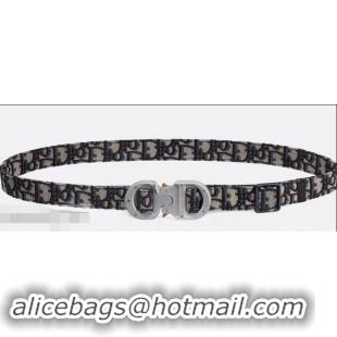 High Quality Dior Width 2.5cm Belt with Round CD Buckle in 931042 Oblique Canvas