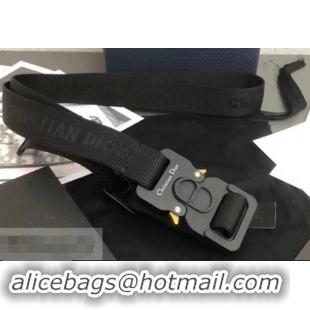 New Fashion Dior Width 2.5cm Belt with Round CD Buckle in 931042 Canvas Black