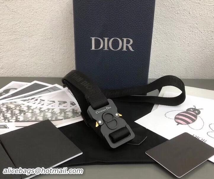 New Fashion Dior Width 2.5cm Belt with Round CD Buckle in 931042 Canvas Black