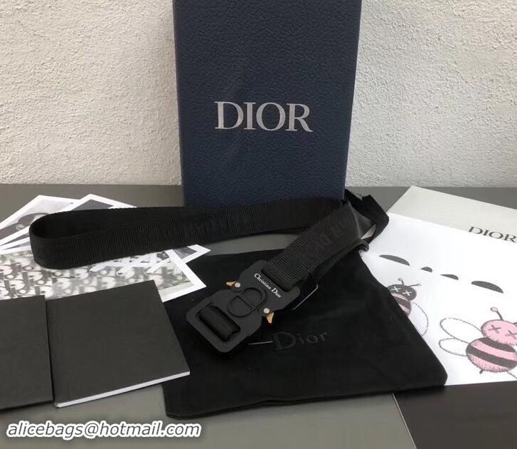 New Fashion Dior Width 2.5cm Belt with Round CD Buckle in 931042 Canvas Black