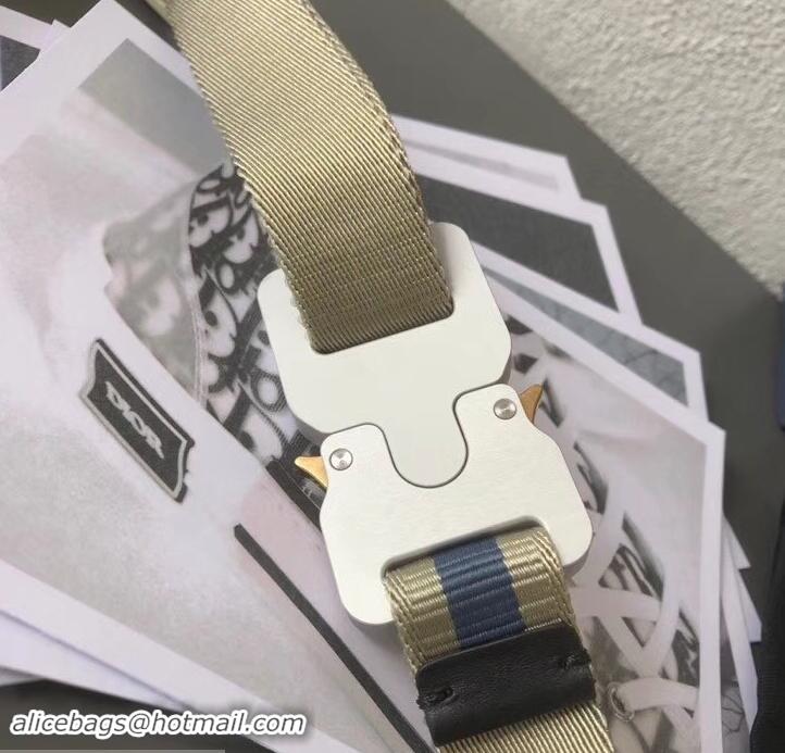 New Stylish Dior Width 2.5cm Belt with Square CD Buckle in 931043 Canvas Striped Beige/Blue