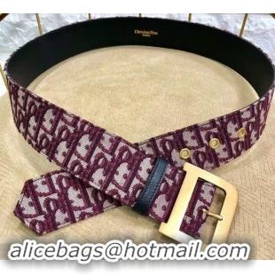 Best Luxury Dior Width 5cm Oblique Jacquard Canvas Diorquake Belt 931044 Burgundy