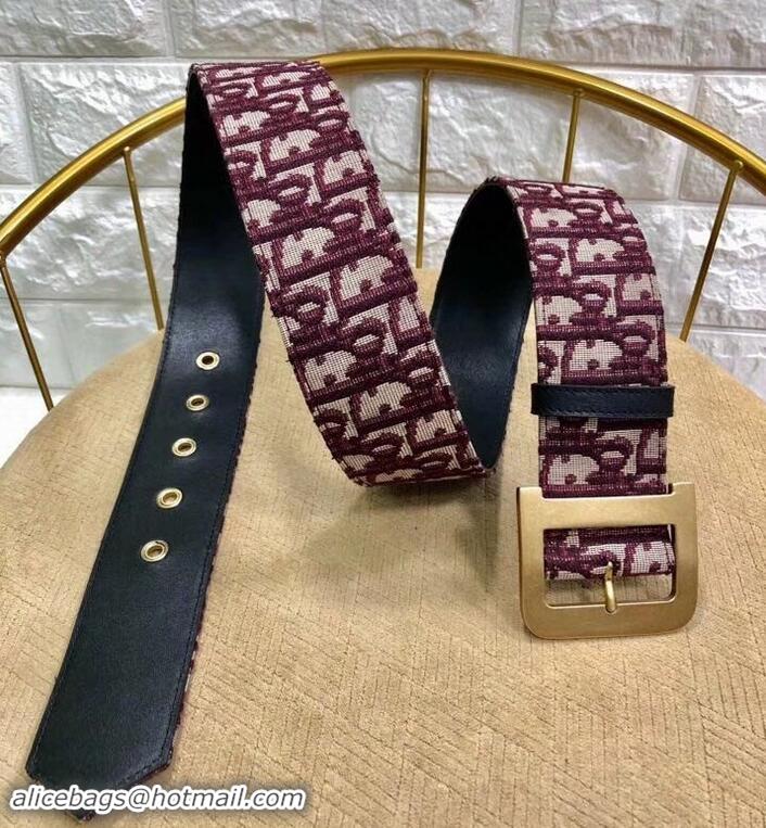 Best Luxury Dior Width 5cm Oblique Jacquard Canvas Diorquake Belt 931044 Burgundy