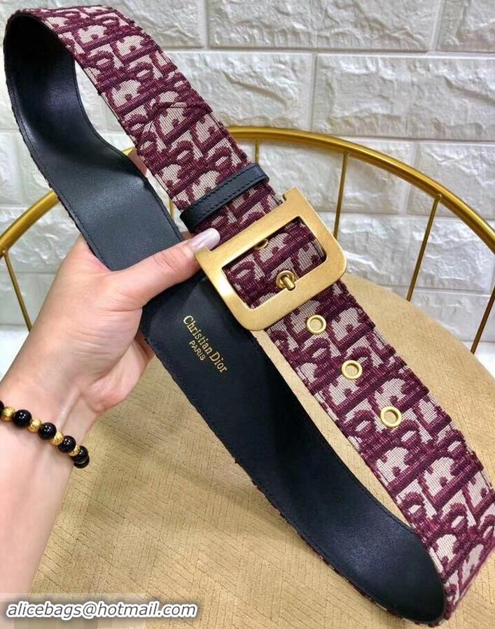 Best Luxury Dior Width 5cm Oblique Jacquard Canvas Diorquake Belt 931044 Burgundy