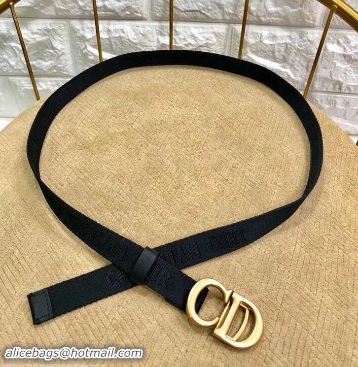 Luxury Dior Width 2cm Saddle Nylon Belt Black with CD Buckle 931046