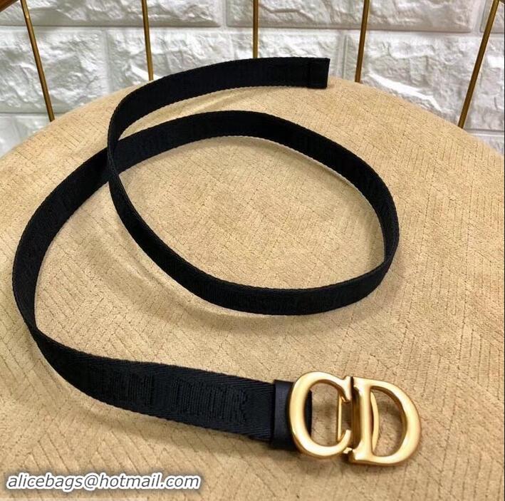 Luxury Dior Width 2cm Saddle Nylon Belt Black with CD Buckle 931046