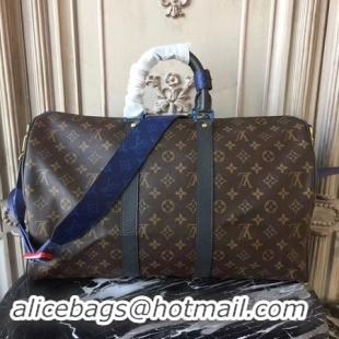 Hot Sell Louis Vuitton Original Monogram Macassar Canvas Keepall 45CM Strap M43858