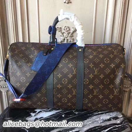 Hot Sell Louis Vuitton Original Monogram Macassar Canvas Keepall 45CM Strap M43858