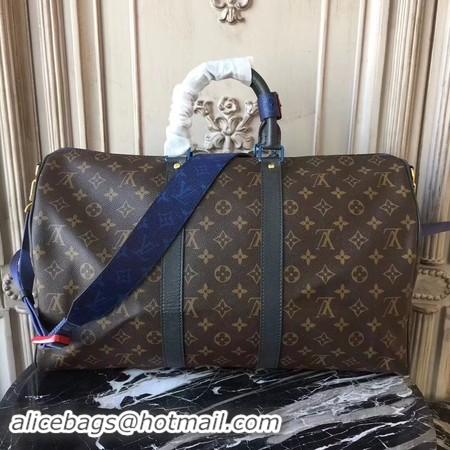 Hot Sell Louis Vuitton Original Monogram Macassar Canvas Keepall 45CM Strap M43858