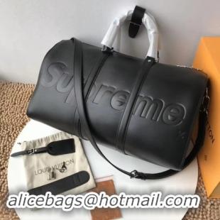 Best Price Louis Vuitton Original Epi Leather SUPREME Keepall 45CM Strap M53419 Black