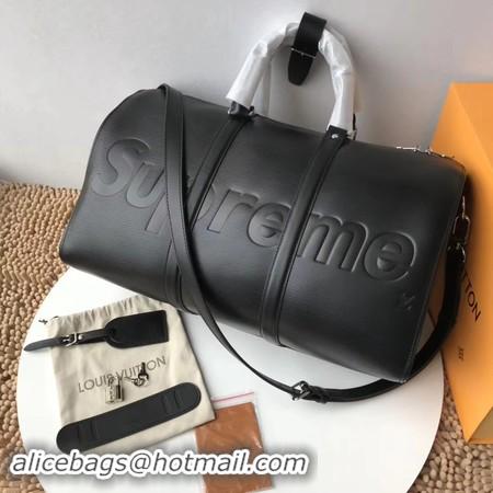 Best Price Louis Vuitton Original Epi Leather SUPREME Keepall 45CM Strap M53419 Black