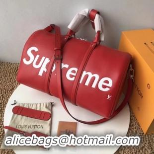 Hot Sell Louis Vuitton Original Epi Leather SUPREME Keepall 45CM Strap M53419 Red