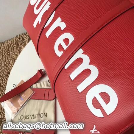 Hot Sell Louis Vuitton Original Epi Leather SUPREME Keepall 45CM Strap M53419 Red