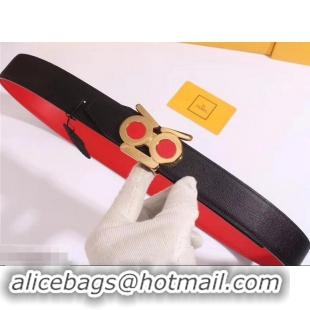 Luxury Width 35mm Monster Belts 931047 Black/Red