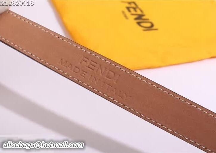 Elegant Fendi Rainbow Leather Belt 20mm Width 931048 Light Grey