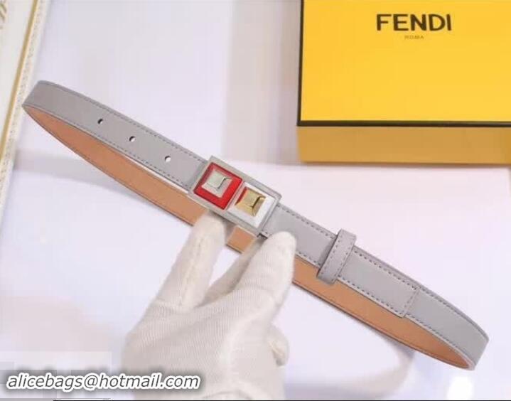 Elegant Fendi Rainbow Leather Belt 20mm Width 931048 Light Grey