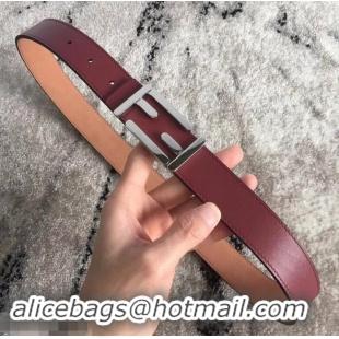 Classic Hot Fendi FF Buckle Belt in Calfskin 30mm Width 931050 Burgundy