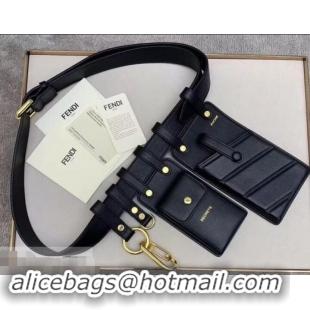 Sumptuous Fendi Multi-accessory Leather Belt Bag 931055 Black