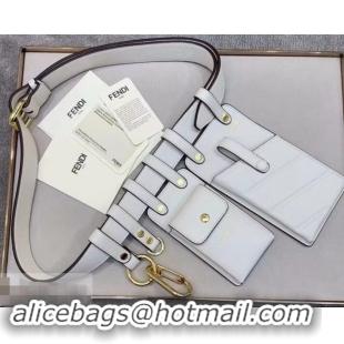 Promotional Fendi Multi-accessory Leather Belt Bag 931055 White 2019