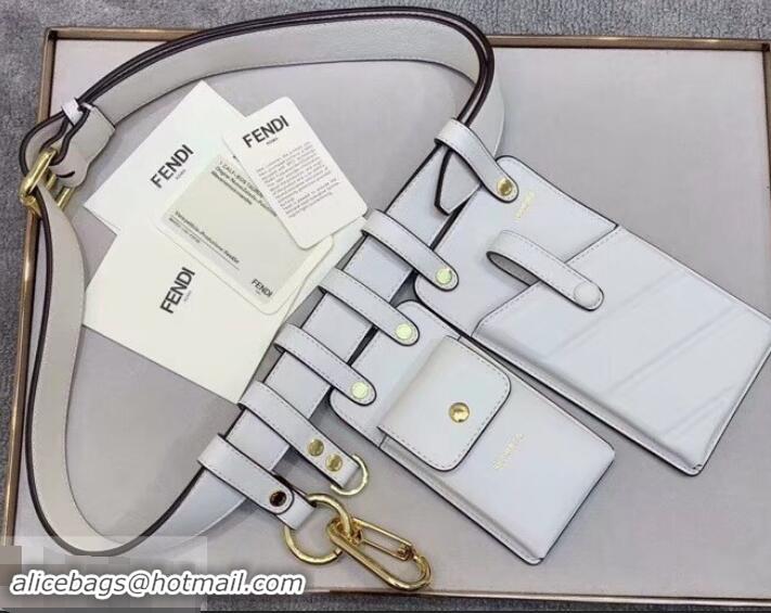 Promotional Fendi Multi-accessory Leather Belt Bag 931055 White 2019