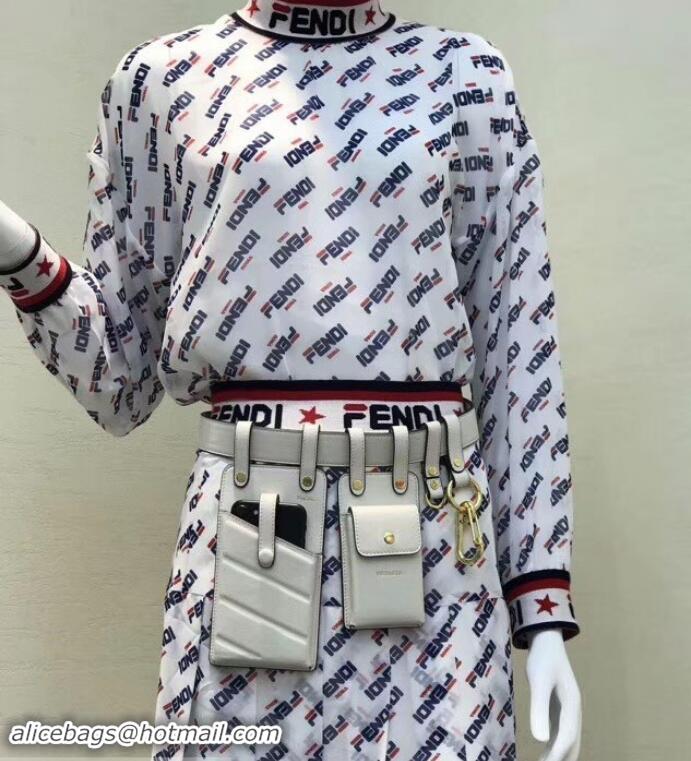 Promotional Fendi Multi-accessory Leather Belt Bag 931055 White 2019