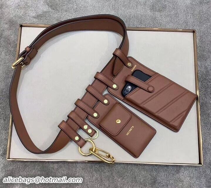 Best Product Fendi Multi-accessory Leather Belt Bag 931055 Brown 2019