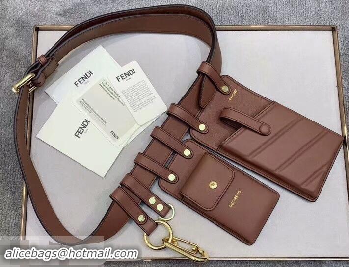 Best Product Fendi Multi-accessory Leather Belt Bag 931055 Brown 2019