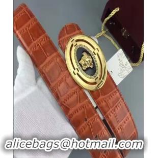 Best Price Versace Calfskin Leather Belt Stereo Buckle(99-722101)